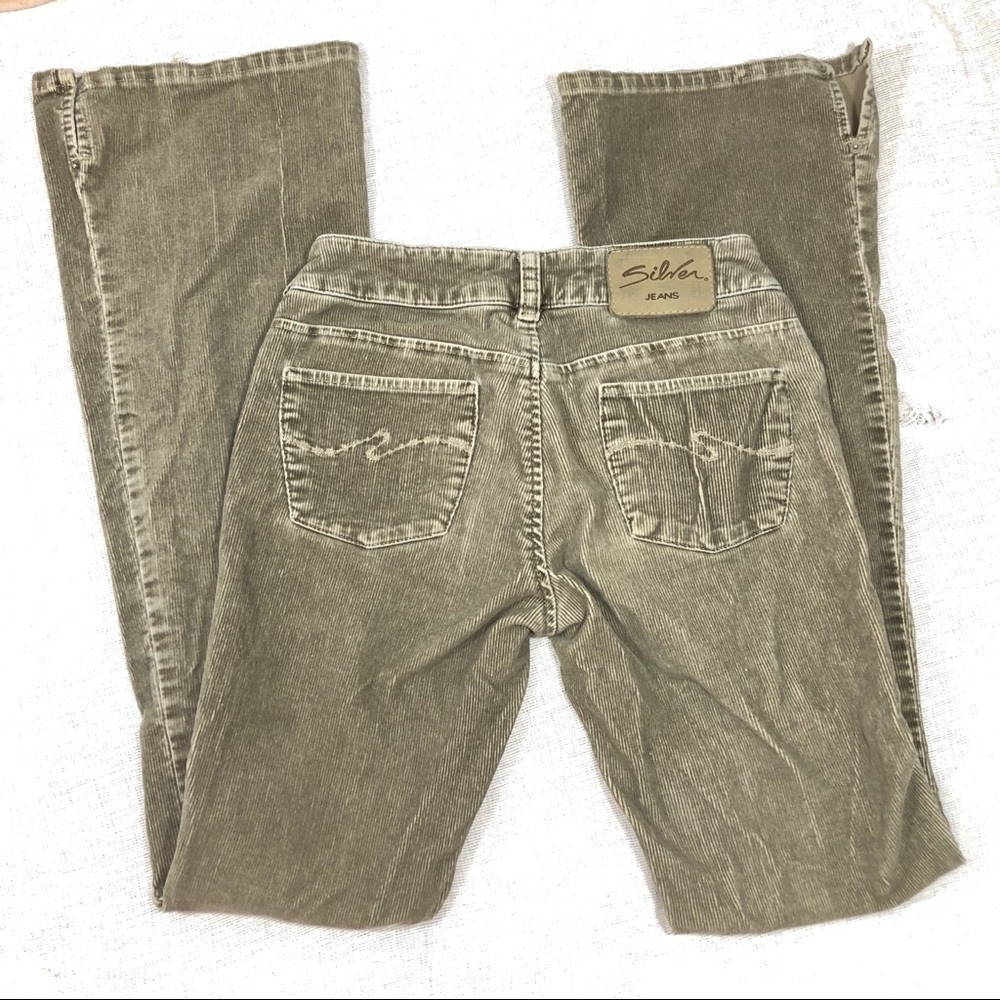 Silver | Tan corduroy fitted flare jeans/pants